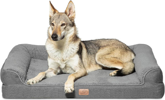 Sofa Dog Bed, Orthopedic Washable Beds w/ Removable Cover, Large Grey