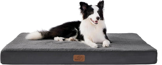 Large Orthopedic Dog Bed, Washable Memory Foam Crate Mattress w/ Cover