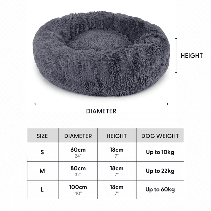 Calming dog bed size chart large medium small